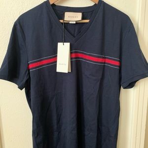 G U C C I - V-Neck T-Shirt with Tags